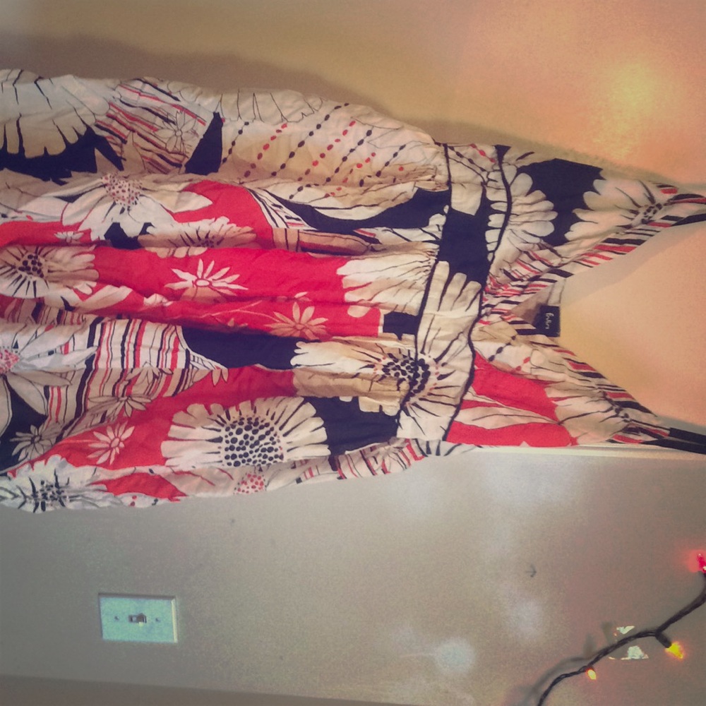 Orange, Black and white summer dress